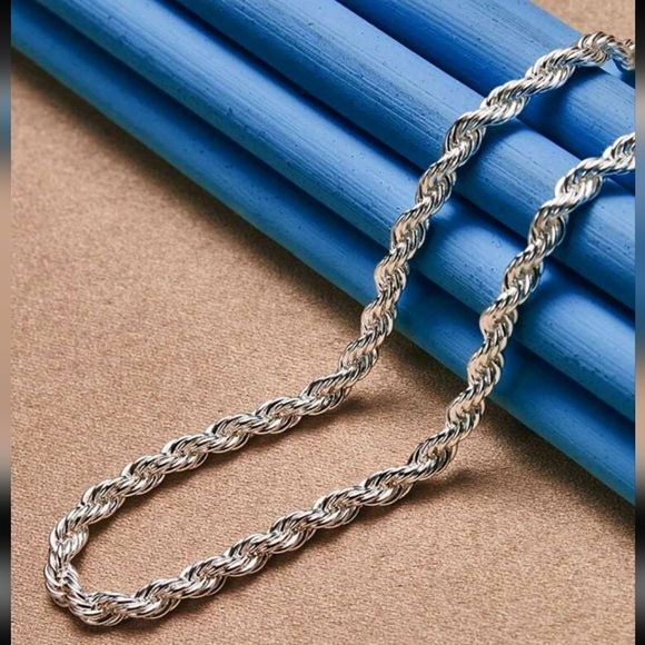 Unisex 925 Sterling Silver 4mm Twisted Rope chain Necklace 19" - Picture 8 of 8